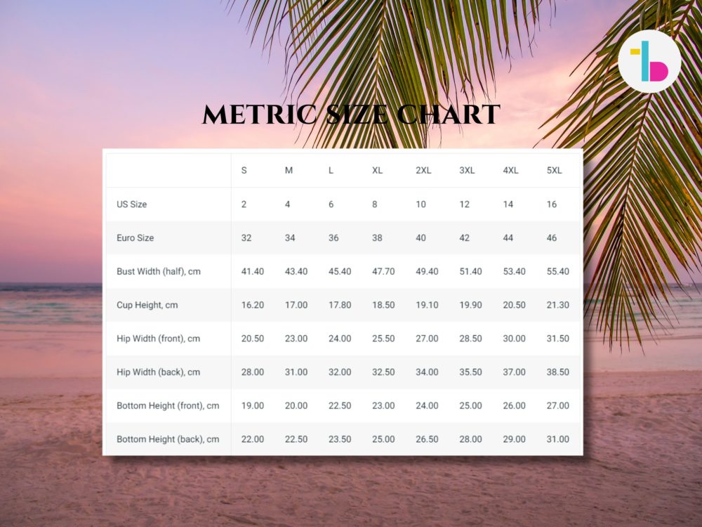 Bikini metric size chart
