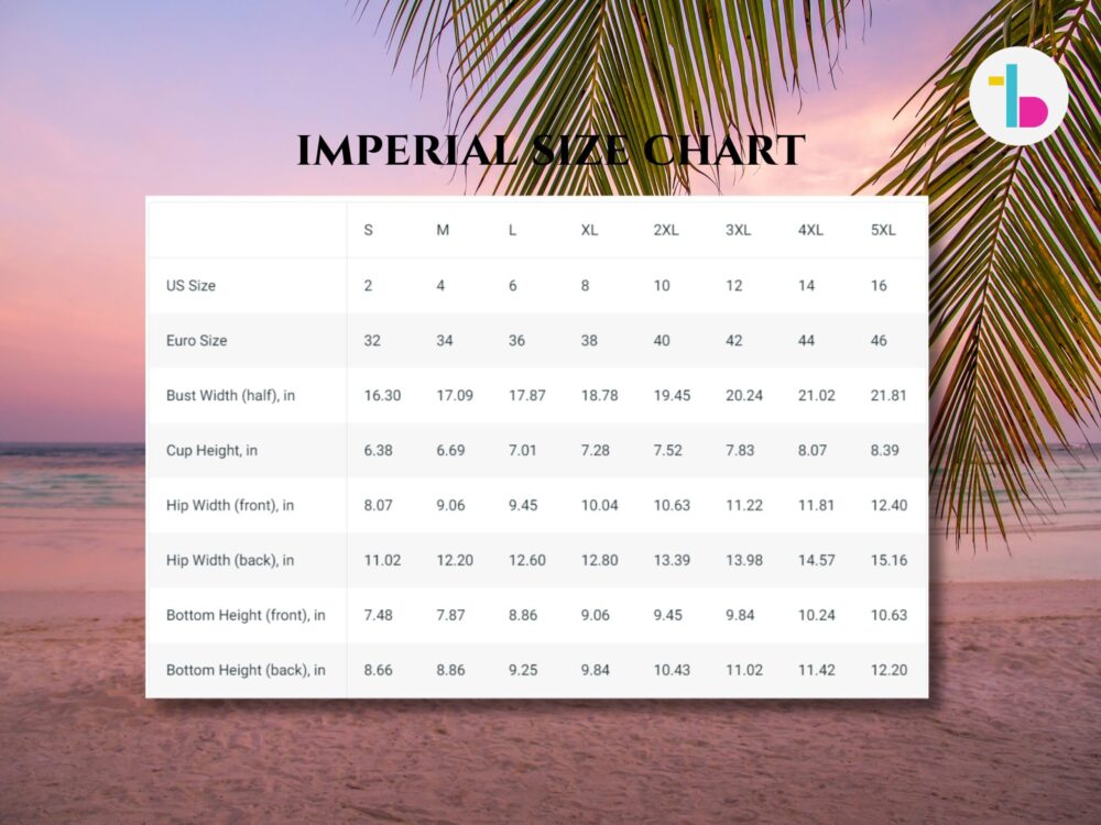 Bikini imperial size chart