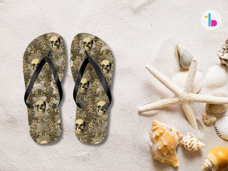 Gold skull beach sandals