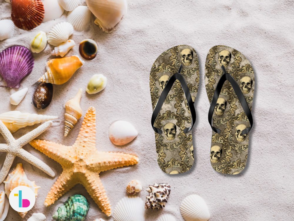 Gold skull beach sandals