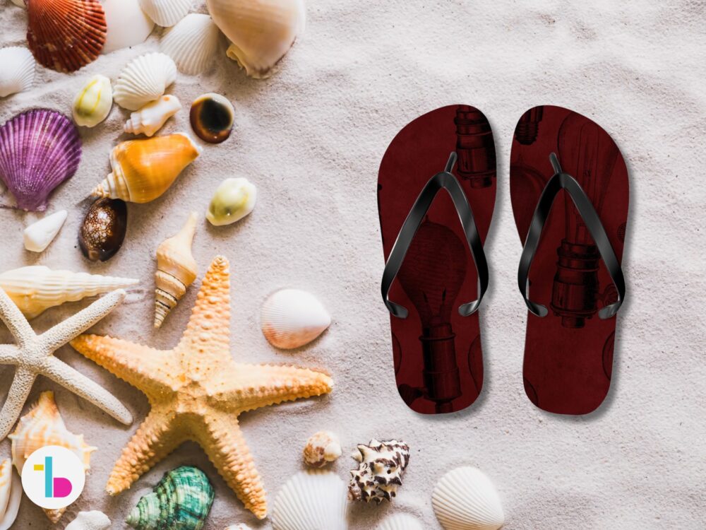 Steampunk flip flops, Goth flip flops