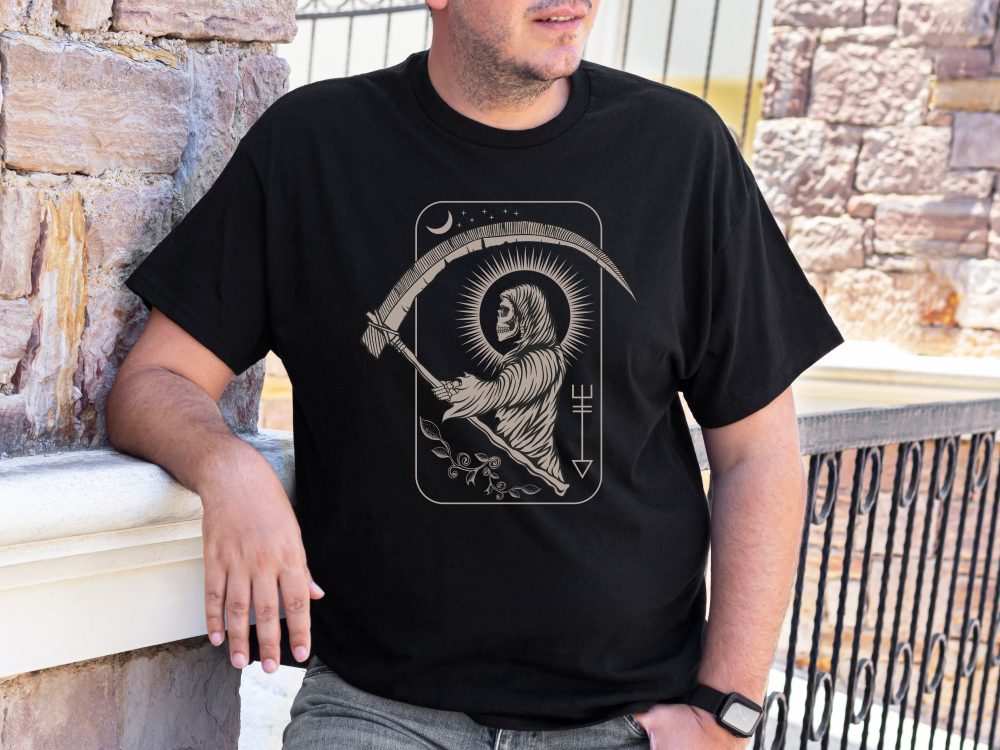 Skeleton reaper shirt, Tarot shirt, Satanic t shirt