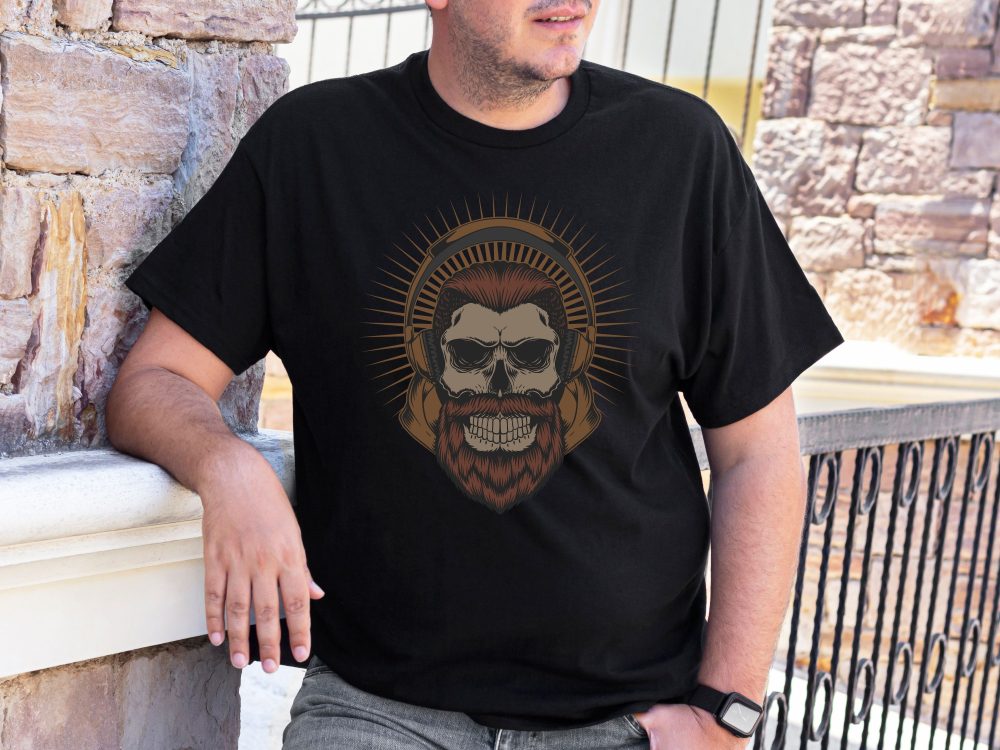Human skull with beard shirt, Funny mens shirt