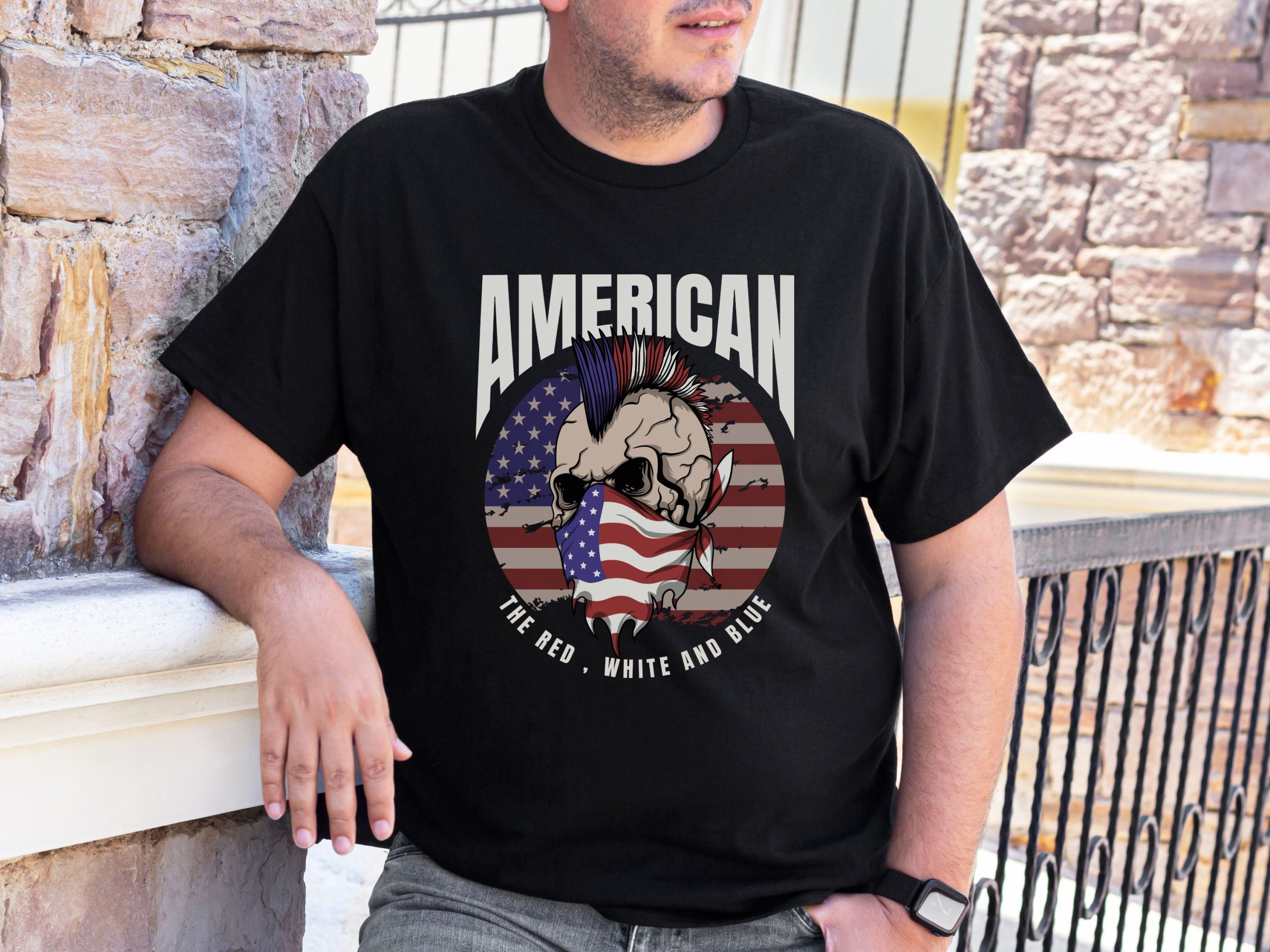 American punk skull shirt, 4th of July shirt, American flag shirt