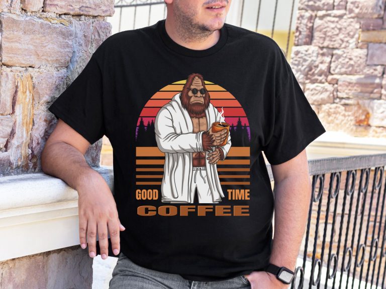 Bigfoot drinking coffee shirt, Funny bigfoot, Coffee lover gift