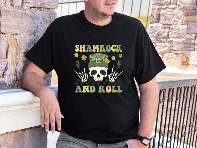 Shamrock and roll shirt, Funny skull Irish shirt