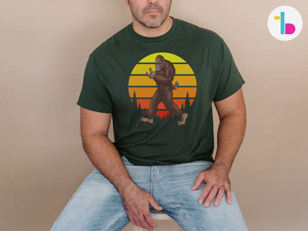 Bigfoot on a walk, Funny sarcastic mens shirt