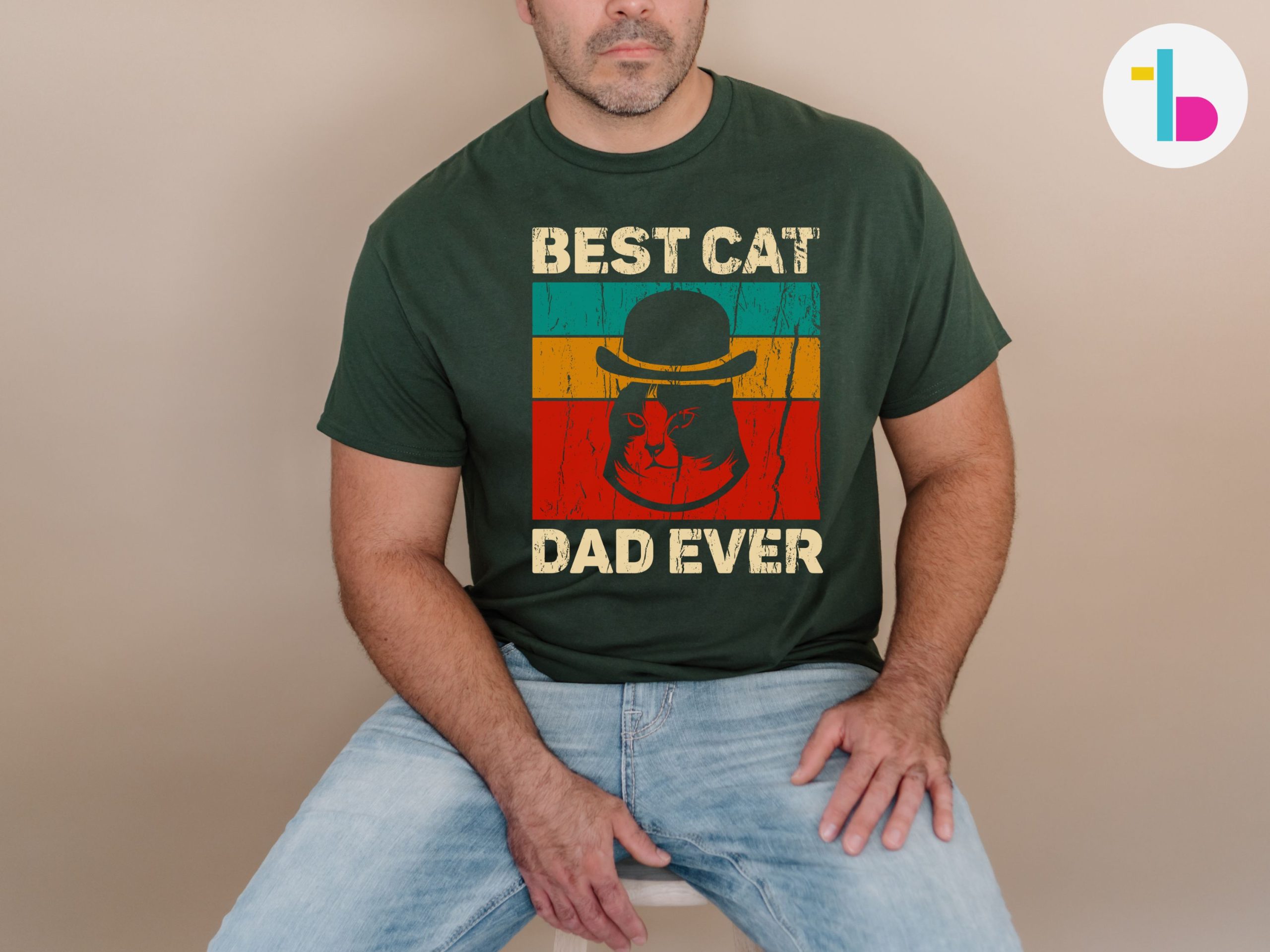 Best cat dad ever shirt, Mens retro tshirt, Cat lover gift