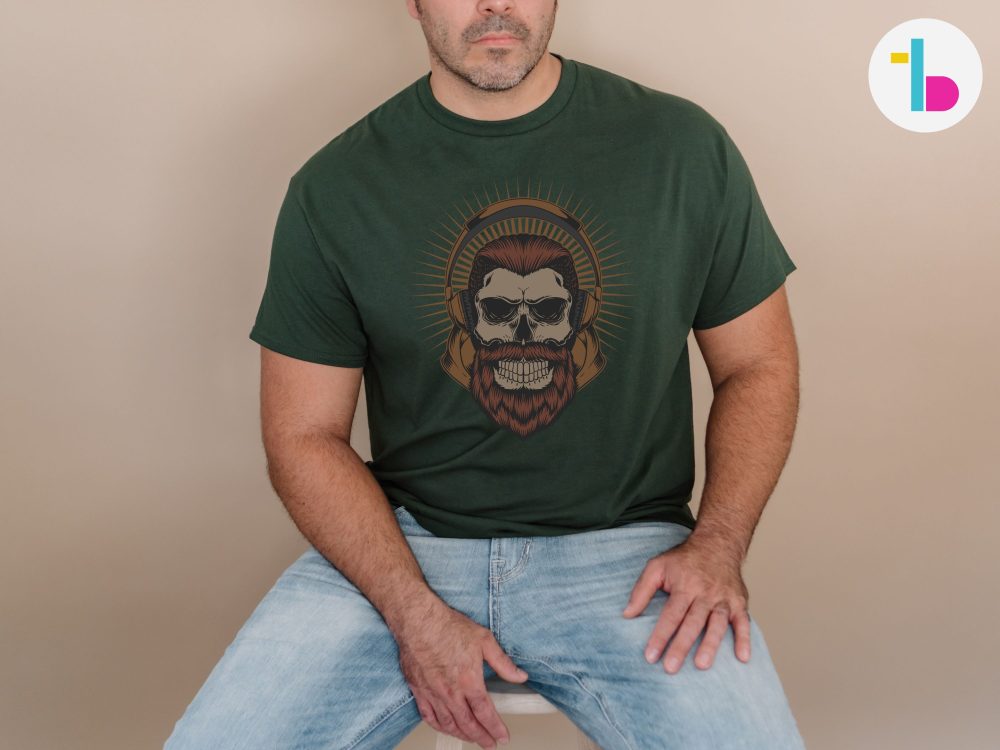 Human skull with beard shirt, Funny mens shirt