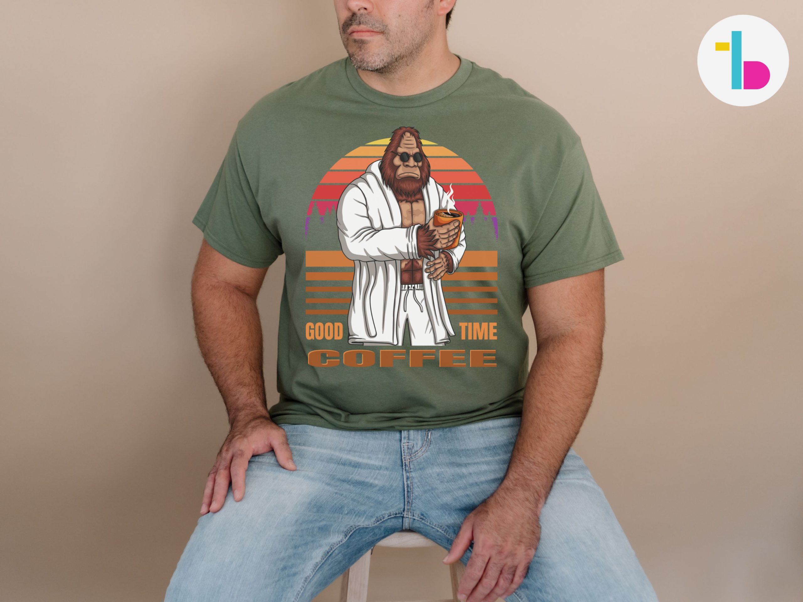 Bigfoot drinking coffee shirt, Funny bigfoot, Coffee lover gift