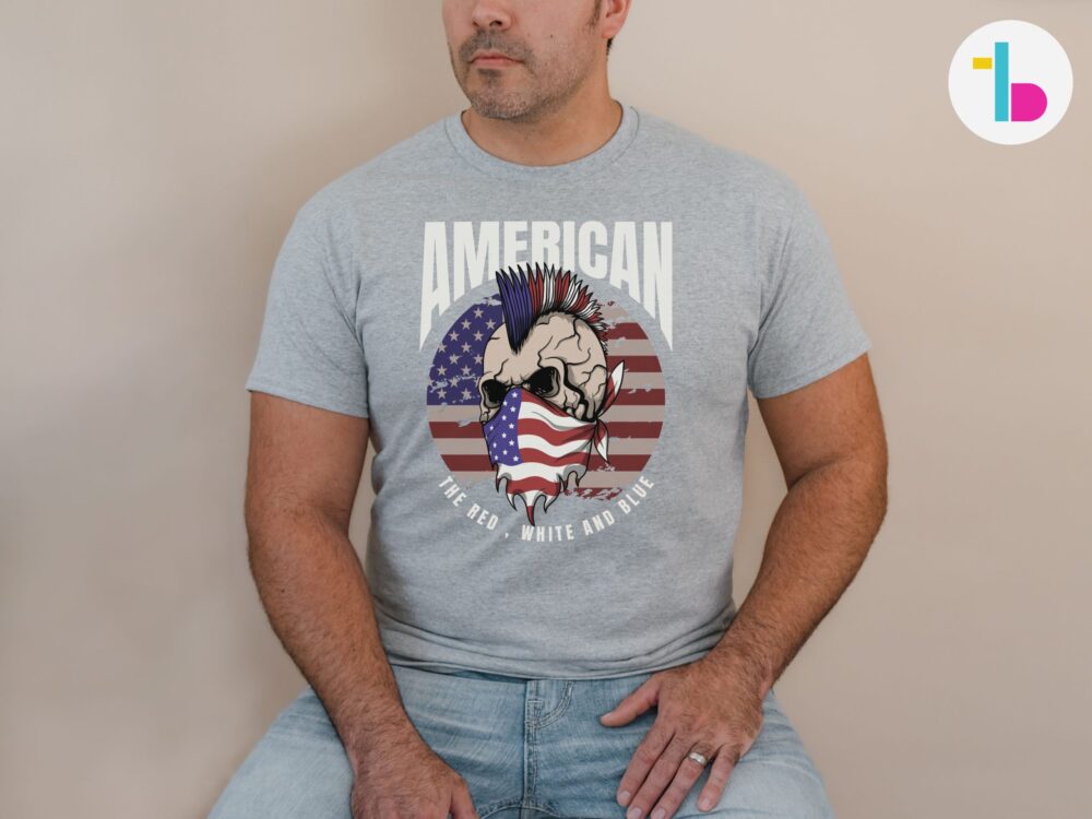 American punk skull shirt, 4th of July shirt, American flag shirt