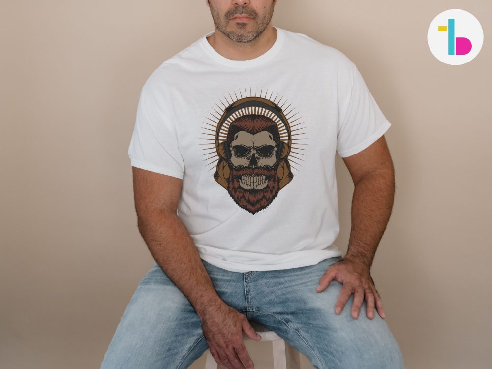 Human skull with beard shirt, Funny mens shirt