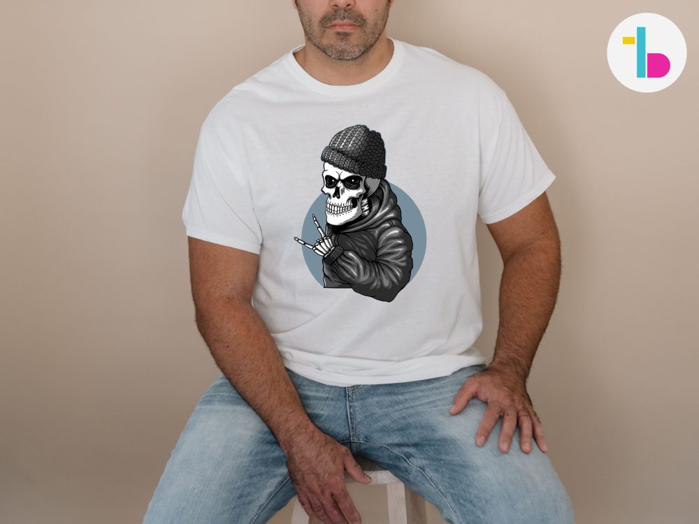 Skeleton rocker shirt, Sarcastic mens shirt, Mens graphic tee