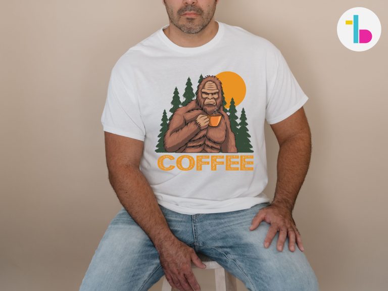 Bigfoot chilling and drinking coffee shirt, Coffee lover gift