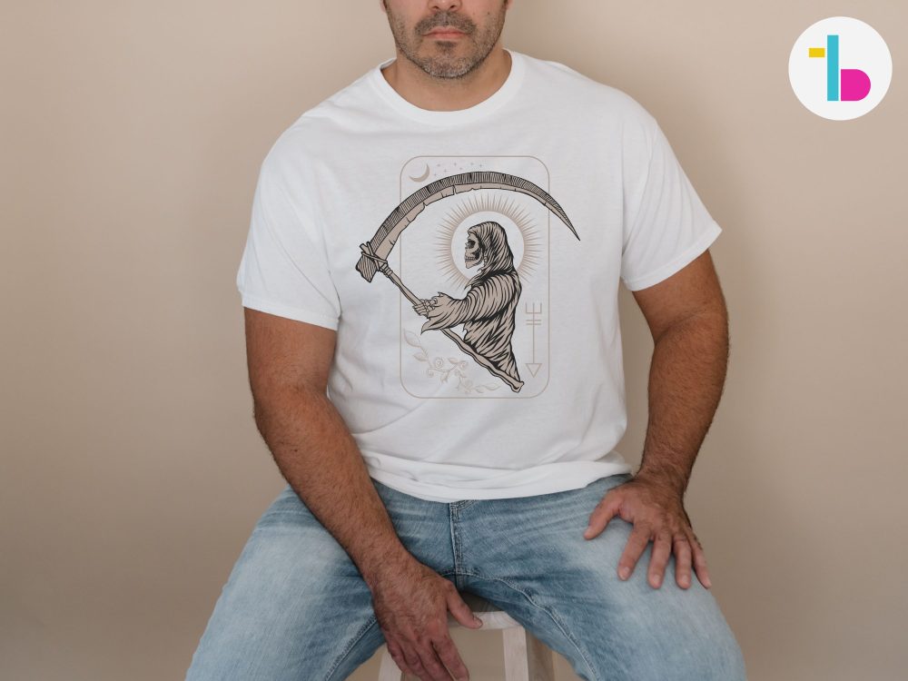 Skeleton reaper shirt, Tarot shirt, Satanic t shirt
