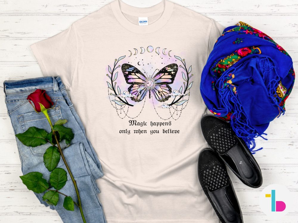 Mystical shirt with butterfly, Witchy shirt