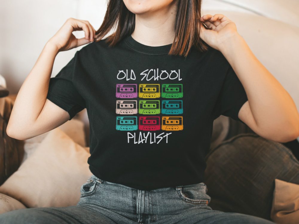 Old school playlist shirt, Cassette tape shirt