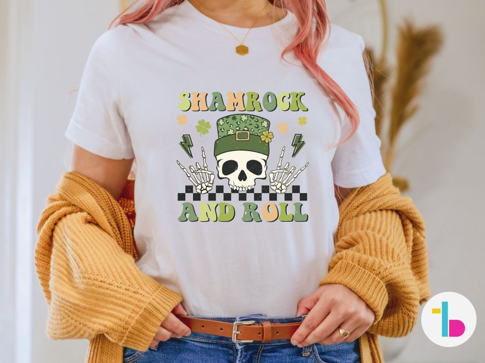 Shamrock and roll shirt, Funny skull Irish shirt