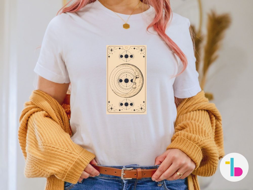 Moon and planets tshirt, Witchy gifts