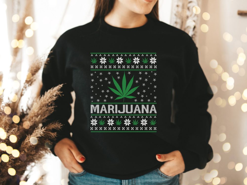 Marijuana ugly Christmas sweater, Smoker gifts