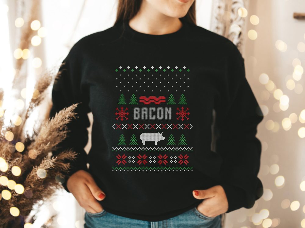 Bacon sarcastic ugly Christmas sweatshirt gift for men