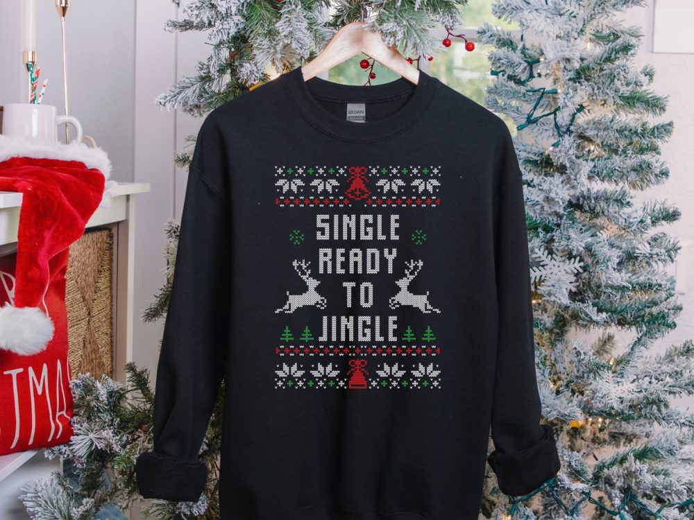 Single ready to jingle, Funny ugly Christmas sweater
