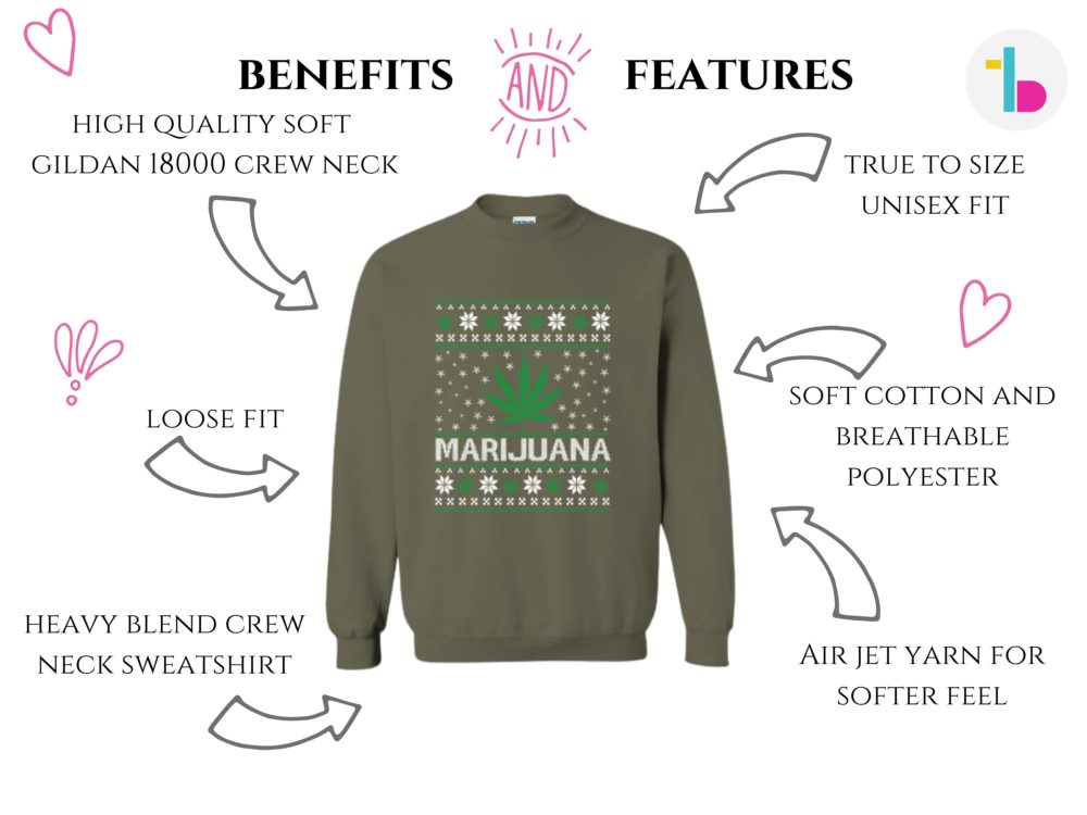 Marijuana ugly Christmas sweater, Smoker gifts