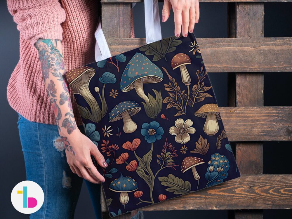 Dark cottagecore Mushroom tote bag