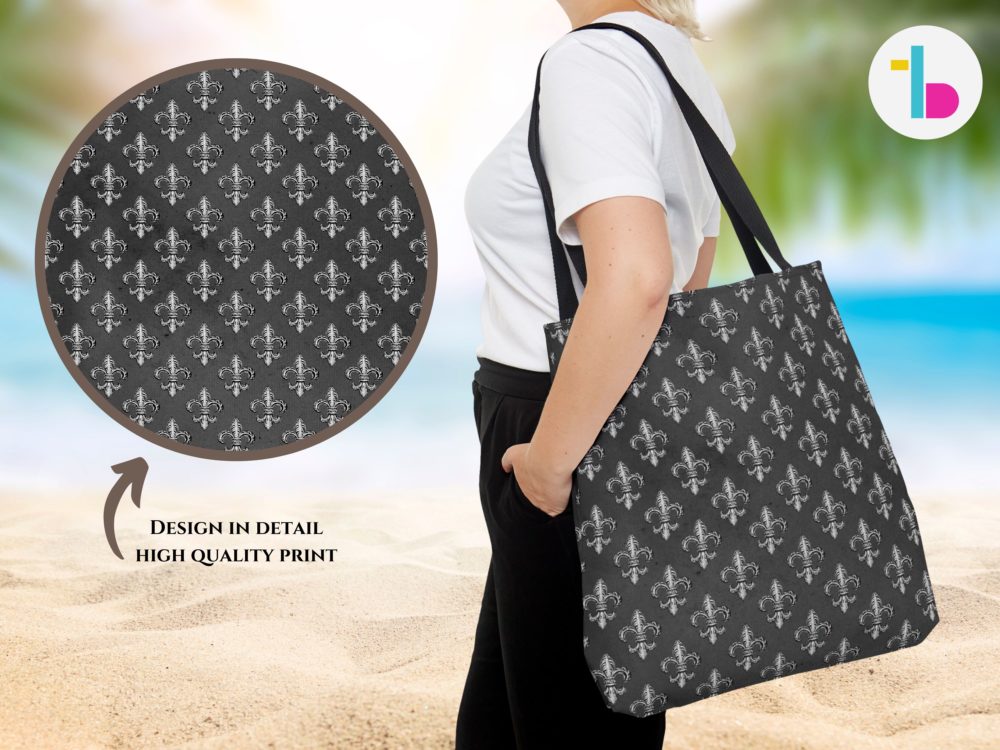Aesthetic all over print gothic tote bag with black handles