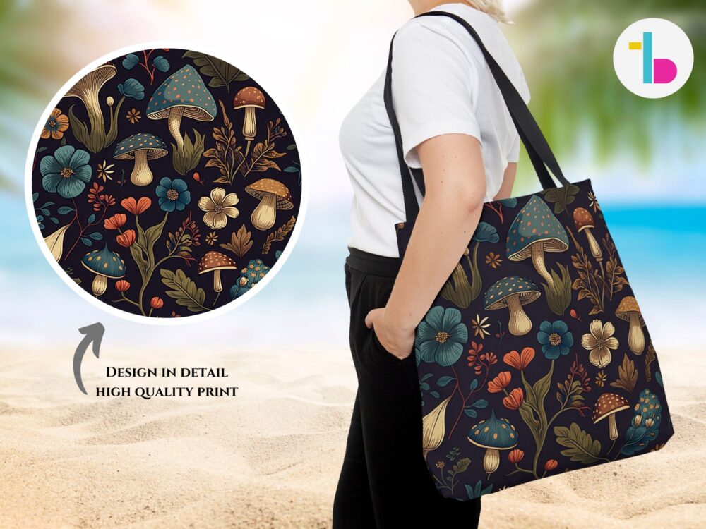 Dark cottagecore Mushroom tote bag