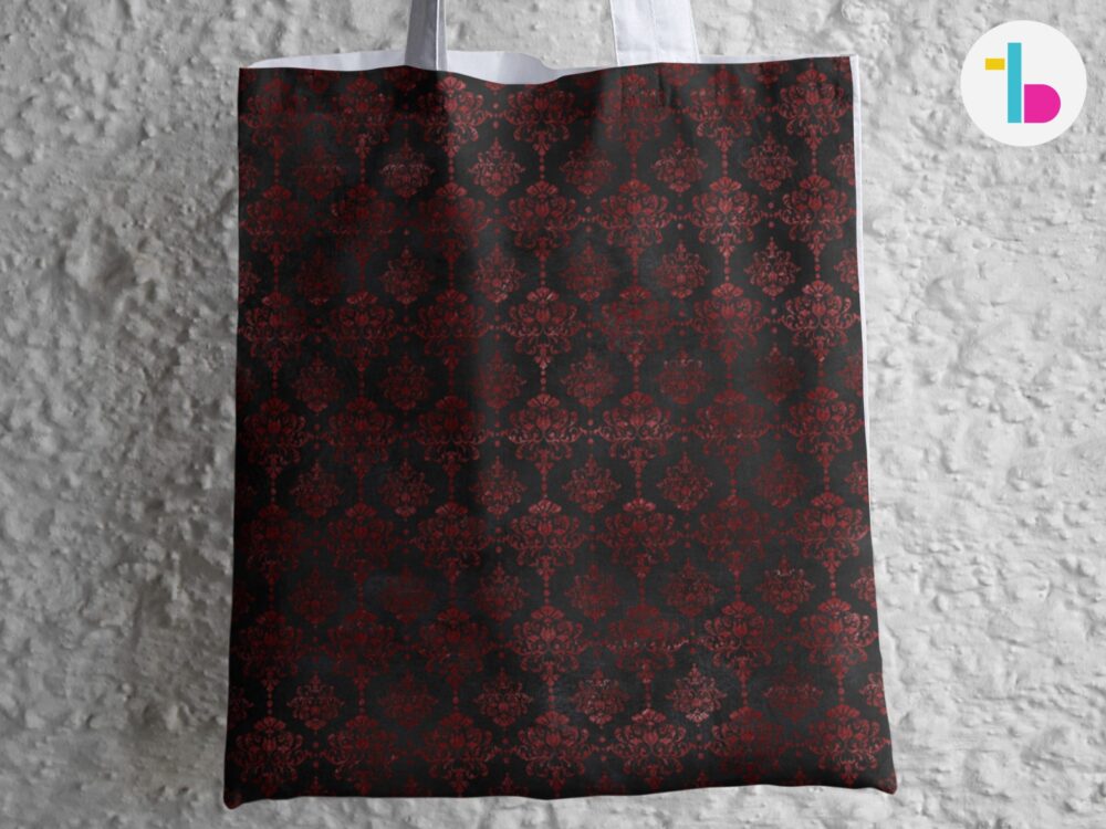 Vintage aesthetic tote bag with black handles, Goth tote bag