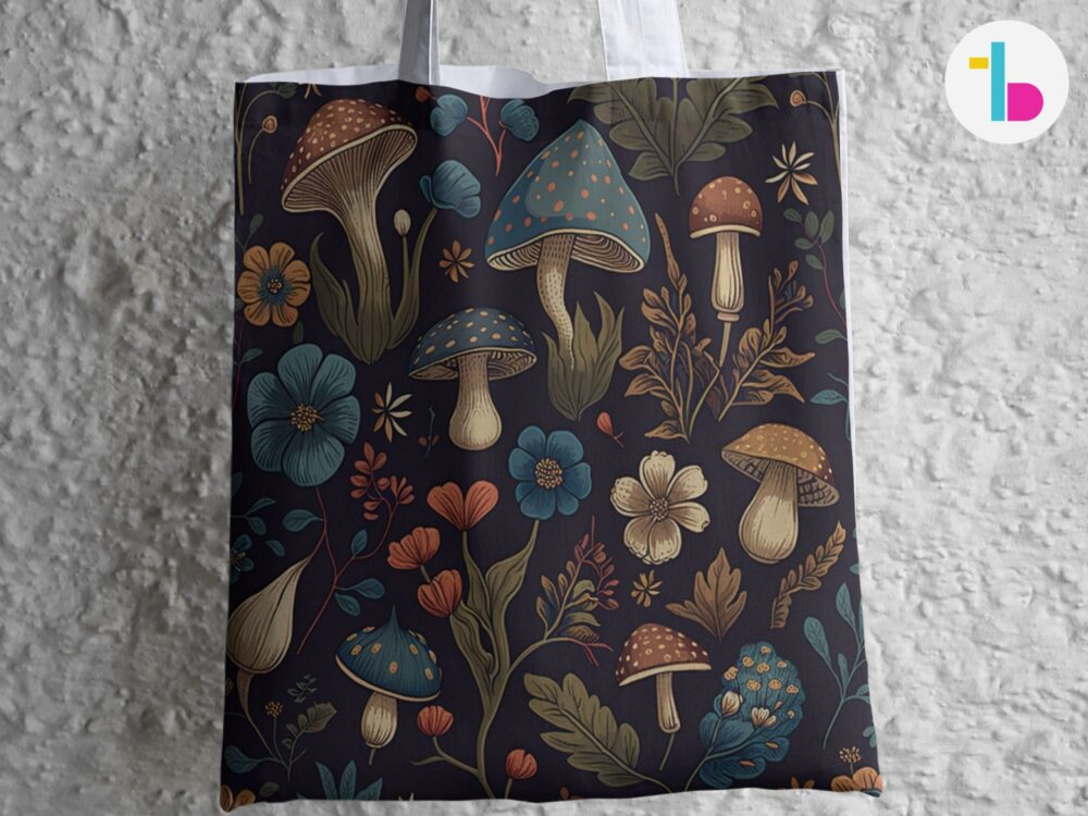 Dark cottagecore Mushroom tote bag