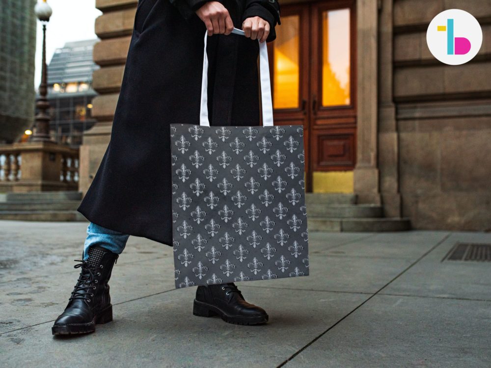 Aesthetic all over print gothic tote bag with black handles