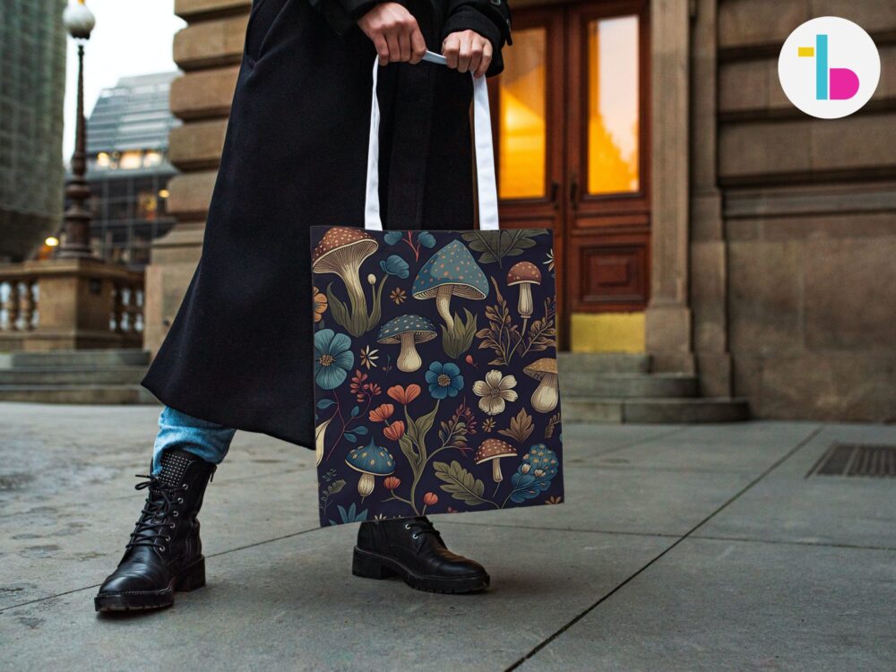 Dark cottagecore Mushroom tote bag